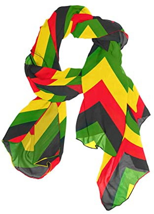 Vintage Globe Compass World Damen Langer Schal Schal Wrap Weich Mode Leichte Chiffon Seidenschals, Jamaikanischer Zickzack