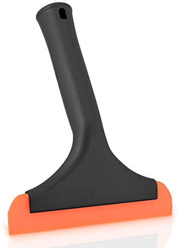 EHDIS 1pcs Raclette en Silicone avec Trous d'accrochage, 6INCH, Raclette à vitres Multifonction pour Porte Miroir de Douche, fenêtre, Verre, Pare-Brise de Voiture, Noir+Orange
