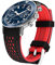 Kai Tian Langlebige zwei Ton Silikon gebogene Enden 22mm Rennsport Gummi Uhrenarmbänder Armband Schwarz (Rot Stich) für Männer Frauen