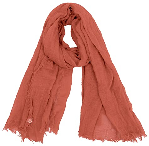 Van Der Rich ® - Schal mit fein gekreppter Oberfläche für Damen und Herren (65-Orange, One Size)