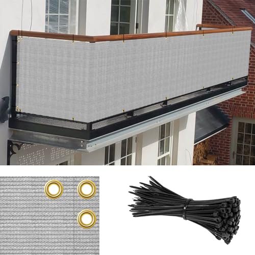 Goleray Sichtschutzzaun, 90 x 150 m, Hinterhof, Sichtschutzzaunabdeckung, 180 g/m², Privatsphäre, UV-Schutz, Zaunpaneele für Außenbereich, Veranda, Terrasse, Hof (grau)