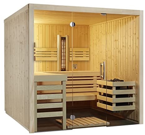 Infraworld Sauna Panorama Complete Fichte 210x210x203cm mit ABC-Strahler Multifunktionssauna