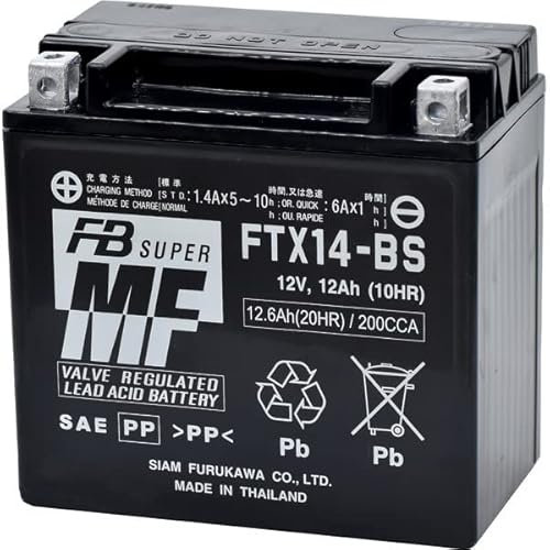 Batterie moto Furukawa FTX14-BS prête à l'emploi - Dimensions : 15 x 8,7 x 14,5 cm pour Piaggio Carnaby 250