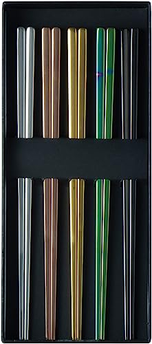 JADE TEMPLE Palillos de acero inoxidable, colores surtidos – Juego de 5 palillos