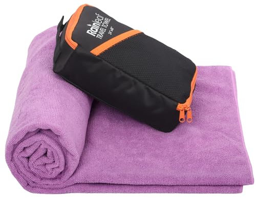 Rainleaf Microfiber Travel Towel Quick Dry Swimming Towel Ultra-Compact,Super Absorbent,Washcloths for Bathroom, Shower,Camping,Backpacking-Purple 30x50