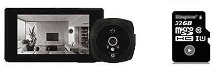 ThikK Door Viewer Video Peephole Camera Motion Detection 4.3 Monitor Digital Ring Doorbell Video-eye Security Voice Record(Black Videoeye 32GB)