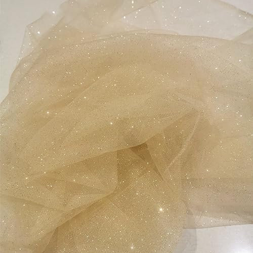 100cm x 150cm Soft Glitzer Tüllstoff Netzstoff zum Nähen, Bling Tüll Mash Stoffe Dekostoff für DIY Basteln Bekleidung Tüllrock Hochzeitskleid Schleier Vorhänge Tischdecken Hochzeit Party Deko,Gold