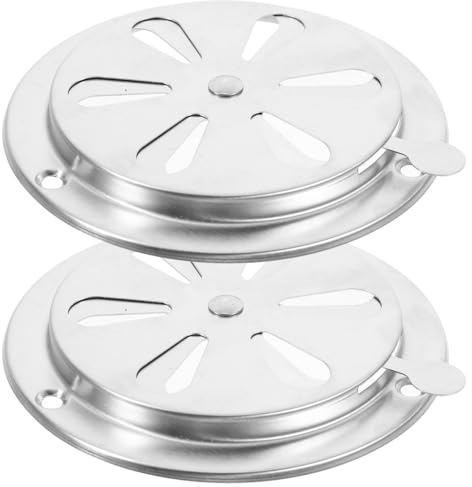 Veemoon 2pcs Stainless Steel Adjustable Air Vent Cover Round Ventilation Grilles for Oven Shed Exhaust Small Size Easy Installation