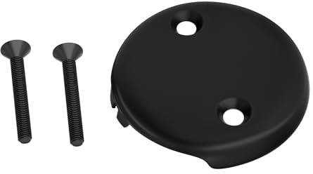 Badewannen-Überlauf-Abdeckung D329-62 mit Schraube, 8,9 cm, Zweiloch, passend für die meisten Standard-Badewannen-Abflüsse, Mattschwarz