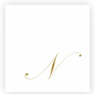 20 verzierte Papierservietten (offen: 25 x 25 cm, geschlossen: 13 x 13 cm, 2-lagig), elegante weiße Papierservietten mit goldenen Buchstaben und Schriftzügen, perfekt für Partys und Jubiläen, Bar