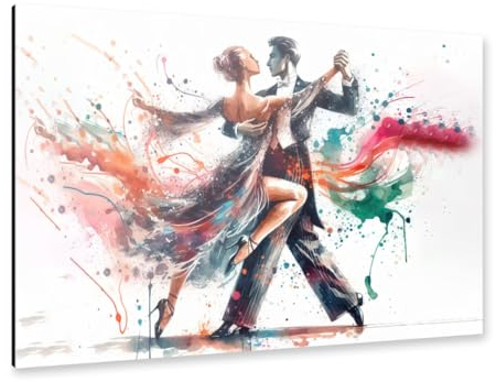 artboxONE Alu-Print 150x100 cm Tanzendes Paar in Aquarell D von Knstler Paul Rommer