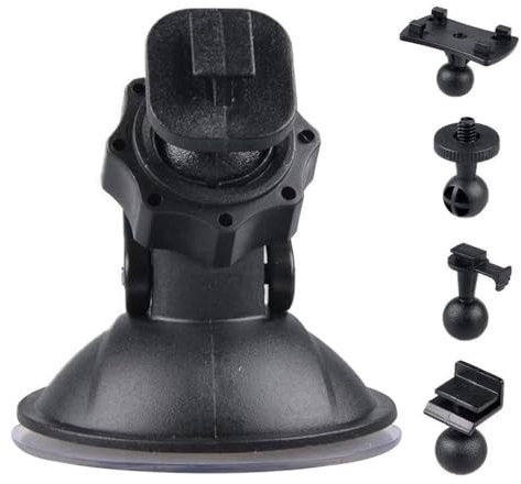 Eoixuqba Support de voiture pour caméra - Support universel pour Dashcam avec 5 adaptateurs,Support à ventouse réglable à 360 degrés, accessoires multifonctionnels pour tableau de bord de voiture pour