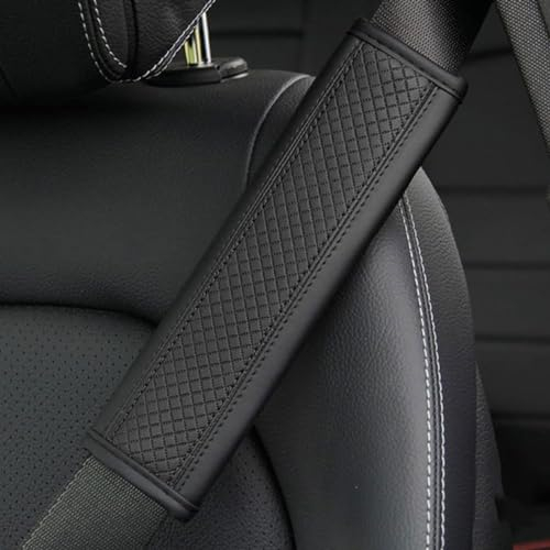 XMHLFC 2 Stück Auto Sicherheitsgurt Gurtpolster für Seat Leon FR Ibiza Cupra ateca Altea Ateca, Leder Sicherheitsgurtbezug Schulterschoner, für Auto Sicherheitsgurt,A/Black