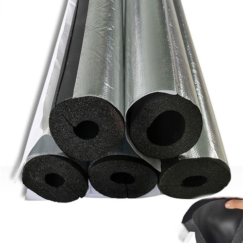 Isolante de Tuyau D'aluminium Anti-Gel Et Calorifuge, 16-60mm ID Tubes en Mousse D'isolation de Tuyau, Manchon D'isolation pour Tube Climatisation, Manchon Chaleur Préservation Auto-adhésif(ID 16 mm(5
