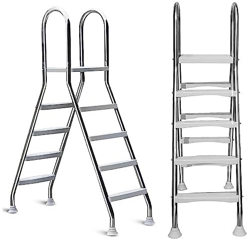 SFSLBFB 52 Inch Pool Ladder Above Ground, 52 Inch 4 Step In-Ground Swimming Pool Ladder, 304 Stainless Steel Pool Ladders, Easy Assembly, Max Load Capacity 500 Lbs