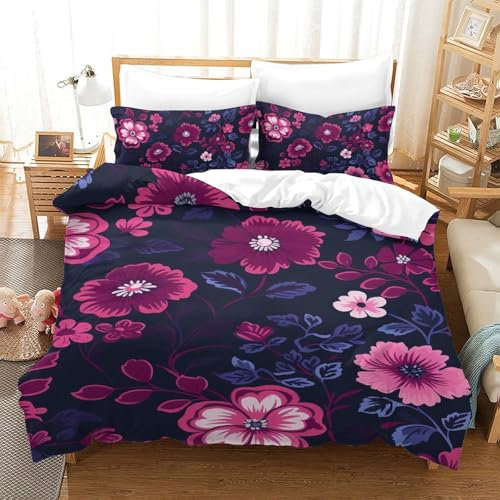 GQLIDDAOE 3D Microfaser Bettwäsche Set Rose Kinder Erwachsene,Mit Reißverschluss Und Kissenbezug Rose
