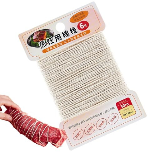Cordel de cocina para cocinar, apto para alimentos, cuerda de 30 m, cuerda de cocina de 1 mm, cuerda de jardinería para carne, , salchichas, asar, envolver, jardinería