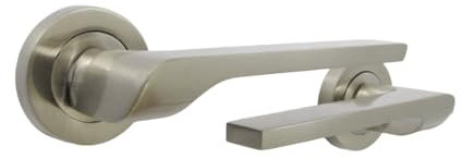 Modern Satin Nickel Lever on Rose Plate Door Handle UNO