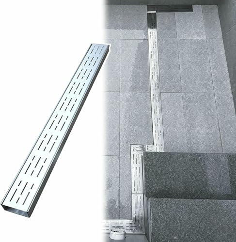 BTOIASYHF Entwässerungsgitter Entwässerungsabdeckung aus Edelstahl, Rillenentwässerungssystem zur Reduzierung der Wasseransammlung, Hofentwässerung(100X7x3cm)