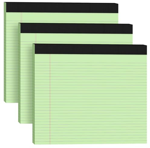 AILZFEI Lot de 3 blocs-notes larges de 27,9 x 24,1 cm (format paysage) lignés étroits pour l'université, 30 feuilles par bloc-notes, papier à lettre perforé avec panneau arrière épais