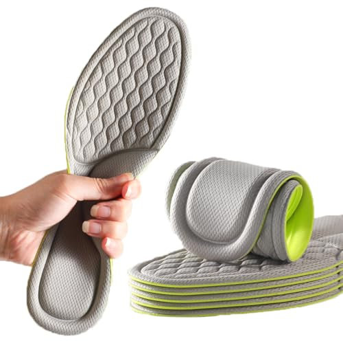3 Paare Barfußsohlen mit PU-Schaum Dämpfung Schuheinlagen gegen Fußgeruch und Bakterien Atmungsaktive Schweißabsorbierende Deo Einlagen für Damen und Herren (41-42)