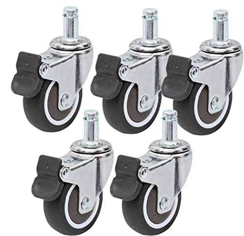 Stummes Plunger-Sicherungsring-Räder, Rollen, Rad mit Lagern, Anti-Wickel-Rad for Boss-Drehstuhl, Bürostuhl, 5-teilige Rollen(With Brake,1.5 Inch)