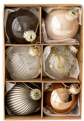 Juego de 6 bolas de cristal de Navidad para decoración de árbol, hermosas perchas decorativas llamativas