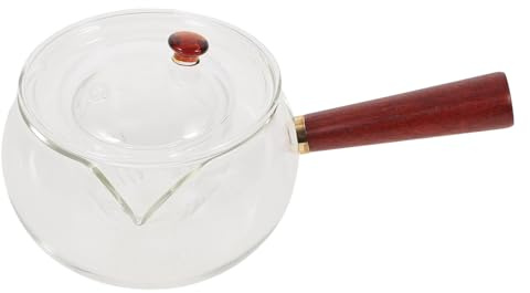 Mikikit Théière Verre Chaleur avec Infuseur Poignée Latérale Petite Théière pour Maison Infusion de Thé Lâches
