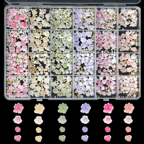 3D Nail Charms Bogen, BetterJonny Nagel Charms Rosa Bogen Nail Art Dekoration Nägel Charm zum Basteln Strasssteine für Nägel 3D Acryl Blumen Gems Flatback für DIY Handwerk Kleidung (B)