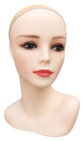 PawwJoy Realistischer Mannequin-Kopf-Perücken-Präsentationsständer mit Schulter für Schals, Ohrringe, Styling-Hüte, Mehrzweck-Kopfform - S