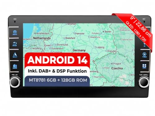 M.I.C. V9A-U Android 14 Autoradio für MQB Plattform Golf7 Octavia Passat | Sportsvan Superb Tiguan Touran; MT8781,6G+128G,9 Zoll QLED,Dual-Tuner DAB+,SIM/4G,Wireless CarPlay & Android Auto,GPS