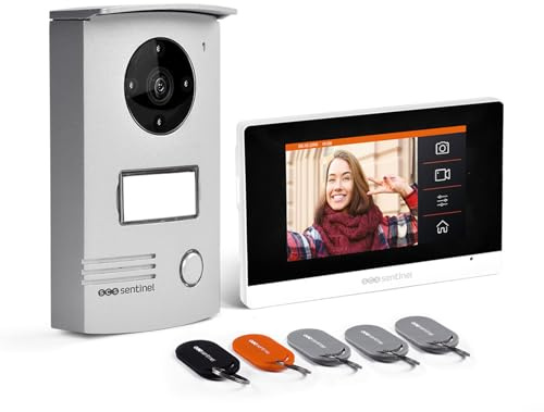SCS Sentinel - PVF0046 - Videocitofono a 2 fili con touch screen da 4,3 - Videocitofono, campanello, staffa da parete, adattatore, viti e fissaggi - VisioDoor 4.3+ RFID