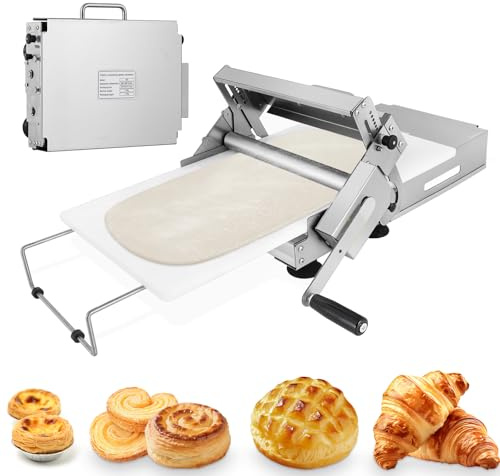 YUCHENGTECH Teigausrollmaschine 30cm Faltbare Teigausrollmaschine Pizza Teig Ausrollen Maschine Mit Ausrollbrett Und Einstellbarer Dicke Von 2.5 Bis 25 mm