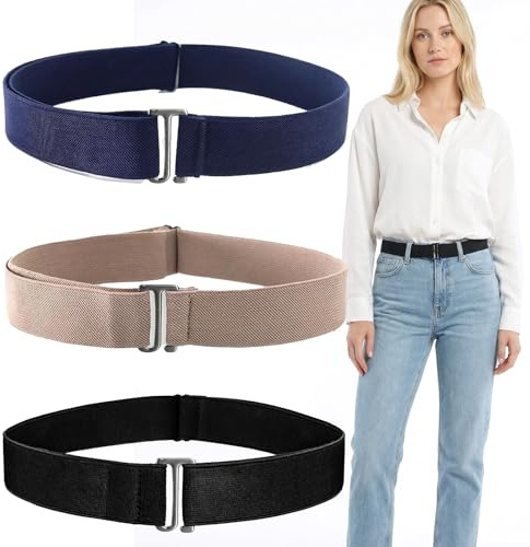Nogeqi 3 Stück Unsichtbarer Gürtel Damen Elastischer Gürtel Stretchgürtel Damen Verstellbarer Mit Hakenverschluss Sichtbarer Für Jeans Hosen Kleider Abendkleider