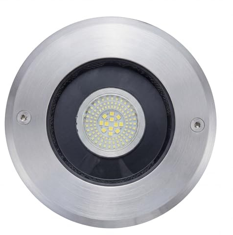 Licht-Erlebnisse LED Einbaustrahler IP67 Edelstahl Glas rund Ø14 cm 12 W 1032 lm wasserdicht Bodenstrahler Außen Balkon Garten Bodeneinbaustrahler