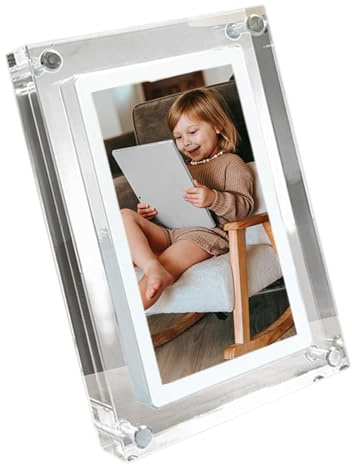 Digitaler Bilderrahmen, transparent, Acryl, 12,7 cm, 17,8 cm, 25,4 cm, USB-betrieben, 3000 mAh / 1000 mAh Akku, moderner Acryl-Bilderrahmen