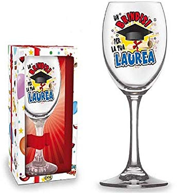 Dor Bicchiere Laurea Calice Vetro Gadget Stampato Idea Regalo Festa Neo Laureato