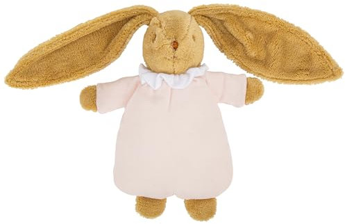 TROUSSELIER - Doudou avec Hochet Bebe Coton Bio - Lapin Nid d'Ange - 20 cm de haut - Classique Chic - Cadeau de Naissance Fille - Lavable en Machine - Colori Rose Poudré