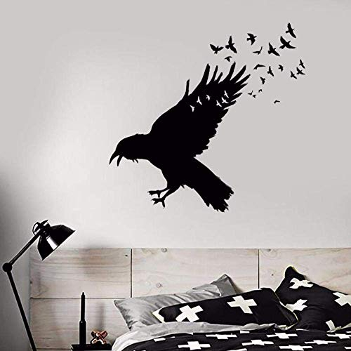 Vinyl Wandtattoo Schwarzer Rabe Vogelschwarm Wandaufkleber Gotik Wohnkultur Vögel Tier Vinyl Wandaufkleber Dekor 57X55Cm