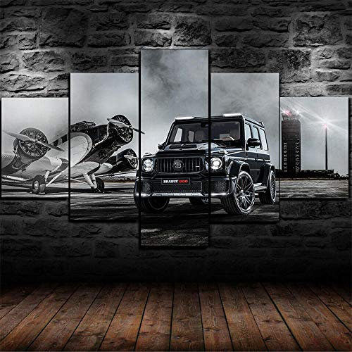 IIIUHU Bilder 800 Widestar Mercedes-AMG G63 125x60cm 5 Teilig Leinwandbilder Bild auf Leinwand Wandbild Hd Drucke Kunstdruck Wand Wohnzimmer Wanddekoration