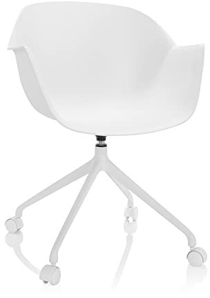hjh OFFICE 742021 Design Drehstuhl Oslo Kunststoff Weiß Schalenstuhl mit Rollen, Home-Office Stuhl