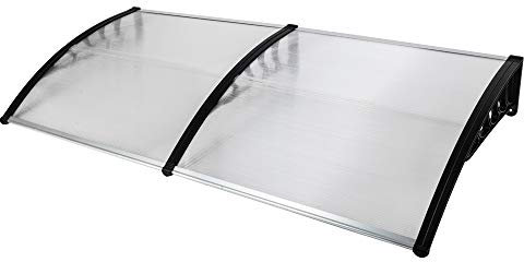 Bonnlo Door Canopy Outdoor Awning, Rain Shelter Plastic Polycarbonate for Back Door Porch Window 200 x 100cm(Black)