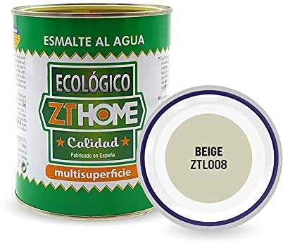 Pintura acrilica Ecológica al agua Barniz Mate para madera, metal, radiadores, aluminio / Esmalte al agua multi superficie / cunas, muebles, azulejos , puertas para exterior e interior 750ml(Beige)