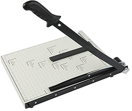 Paper Cutter B4 Stack Paper Trimmer Guillotine Heavy Duty Metal Base, 15 Cutting Length with Guard Rail Safety Blade Lock, 10-Sheet Capacity, Guillotine Paper Slicer Cutter for Office Home School