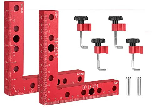 Präzisions 90 Grad Winkelspanner, 90 Grad Metall Winkel Spanner, Holzbearbeitung 90 Grad Winkelklemme, Carpenter 90 Grad Eckenspanner für Klemme Holz, Bilderrahmen, Möbel,14 X 14 cm, rot