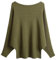 FULIER Boat Neck Batwing Sleeves Dolman Knitted Sweaters and Pullovers Tops for Women One Size (Army Green)