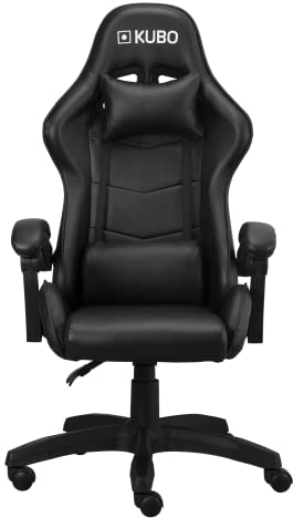 KUBO Silla Gamer - Ergonómica - Reposacabezas - Elevación Gas Nivel 4 - Máximo Confort - Color: Negro -Peso Máximo de hasta 130 kg