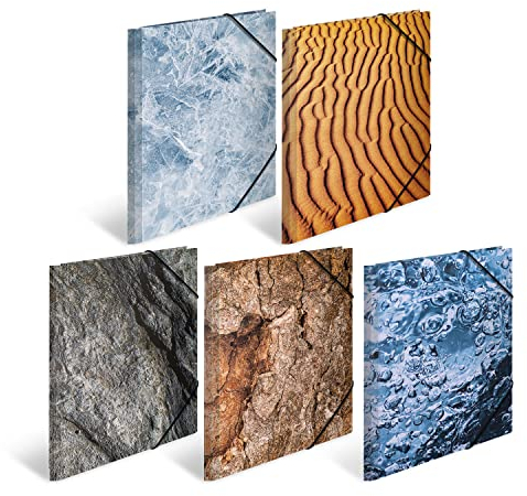HERMA Sammelmappen A3 Natur Set, 10 Stück, Kinder Eckspanner-Mappen aus Pappe mit haptischer Veredelung, Motiv, Gummizug, Innenklappen und Innendruck für Jungen und Mädchen