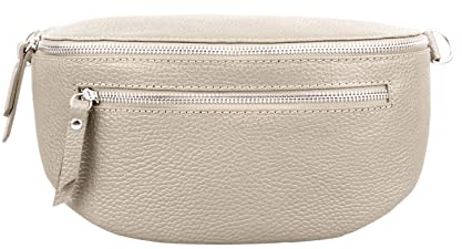 Marco VENEZIA Bauchtasche Leder Damen Crossbody Bag Damen Gürteltasche Damen Umhängetaschen Damen Kleine Umhängetasche Damen Crossbody Bag Damen Breiter Gurt (Creme)