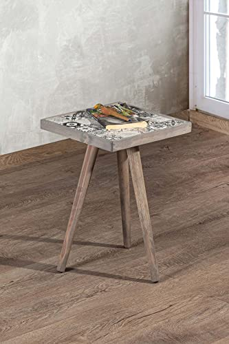 Comfyt Beistelltisch, Couchtisch, Beistelltisch, Nachttisch, Nisttisch, Nachttisch, Akzenttisch, Home Essentials, Massivholztisch, mexikanischer Fliesentisch, Keramik-Beistelltisch